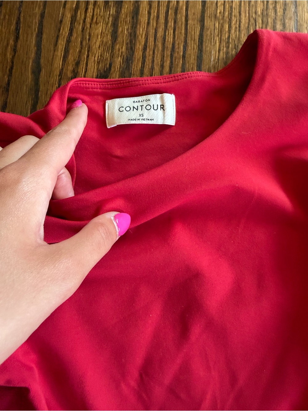 Long Sleeve Cropped Top - Bright Red - Picture 2 of 3